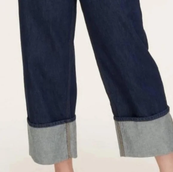 Kate Spade Dark Wash Wide Leg Cuffed Jeans - Women's Size 2 New - Picture 4 of 6